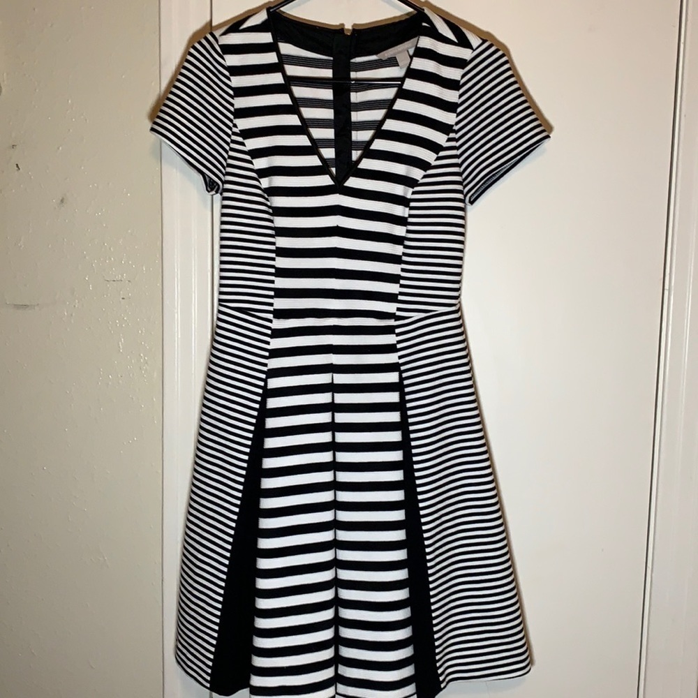 Black and White Striped Flare Dress,  2